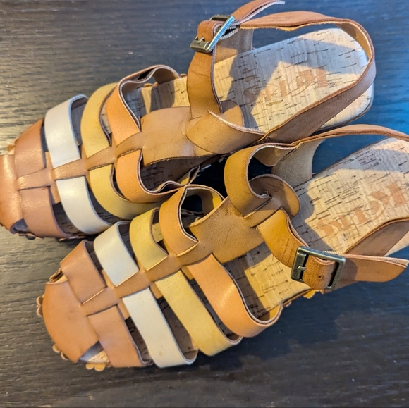 Korks Willow Tan Pink Brown Platform Sandal Size 8 - Picture 2 of 6